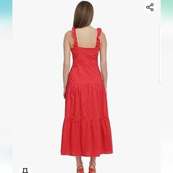 Maggy London Women's Ruffle V-Neck Halter Tiered Maxi Vacation Resort Event 6 - Picture 5 of 15